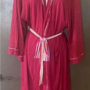 Hale Bob Red Women's Robe with Striped Belt